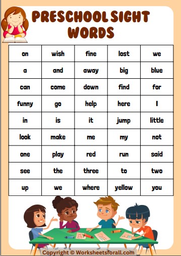 Free Preschool Sight Words-01