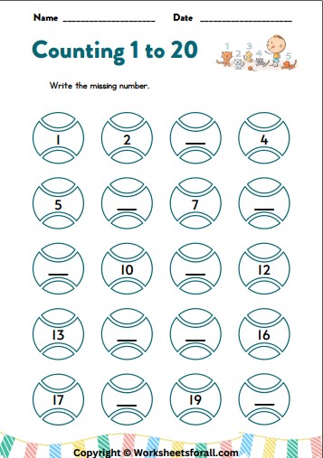 Worksheet of Counting 1 to 20-01